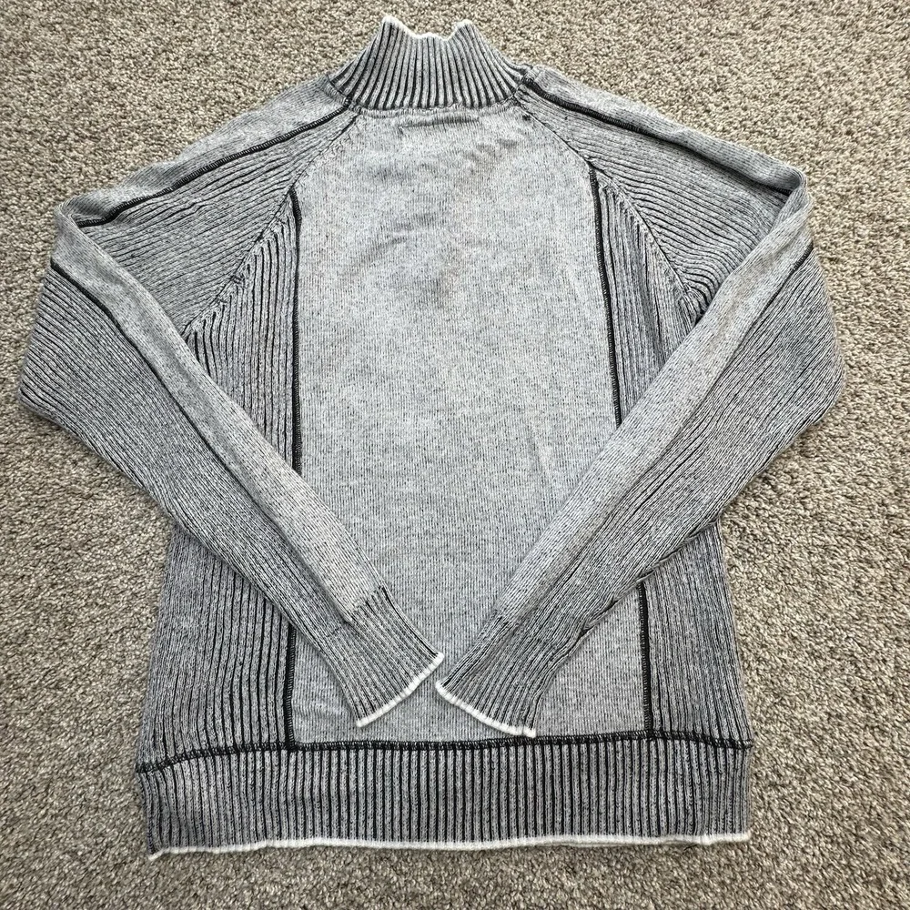 BKE Standard Fit Cotton Sweater 1/4 Zip Mock Neck‎ Acid Washed Gray Mens Medium